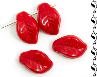 Czech Glass Beads 15x10 mm Dark Red 10 pcs.