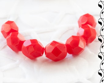 20 Czech Fire Polished Beads 6 mm Red