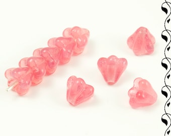 Czech Glass Baby Bells 6x4 mm Milky Pink or Vinous Givre 10 pcs.