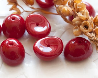 Czech Glass Beads 11x8 mm Nuggets Caps Glossy Dark Red 10 pcs