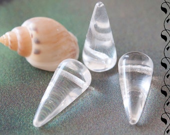 Czech Glass Spike Beads 6x14 mm Crystal 10 pcs