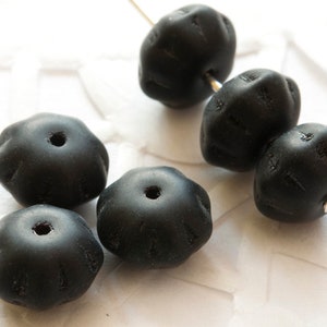 Pressed Czech Beads Donuts 5x8 mm Black Mat 10 pcs image 2