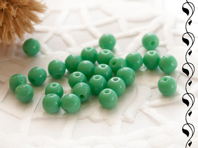 Czech Glass Round Beads 4 mm Turquoise 50 pcs image 1