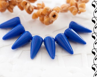 Czech Glass Spike Beads 5x10 mm Navy Blue 20 pcs