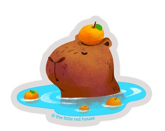 Chill Capybara Onsen Clear Sticker, Cute Relaxing Capybara Waterproof Sticker for Laptop Water Bottle Journal, Capybara Lover Gift