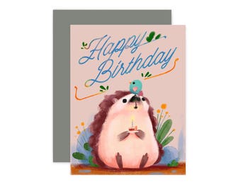 Hedgehog Birthday Card