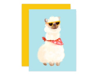 Hipster Alpaca Card Set of 6, Cute Alpaca Blank Cards with Envelopes, Boxed Greeting Card Set, Funny