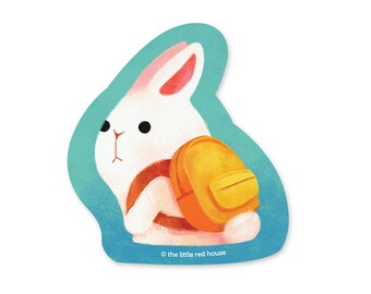 Backpack Bunny Vinyl Sticker, Cute Rabbit Waterproof Sticker for Laptop Water Bottle Journal, Bunny Lover Gift