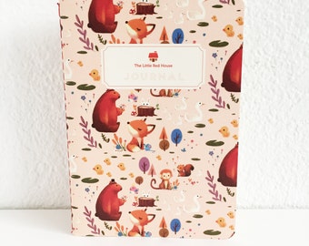 Diario de animales del bosque con encuadernación cosida