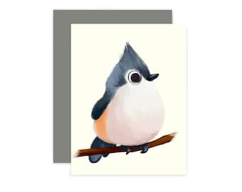 Box Bird Tufted titmouse card