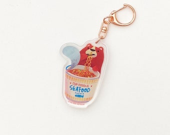 Cup Noodle Bear Acrylic Keychain