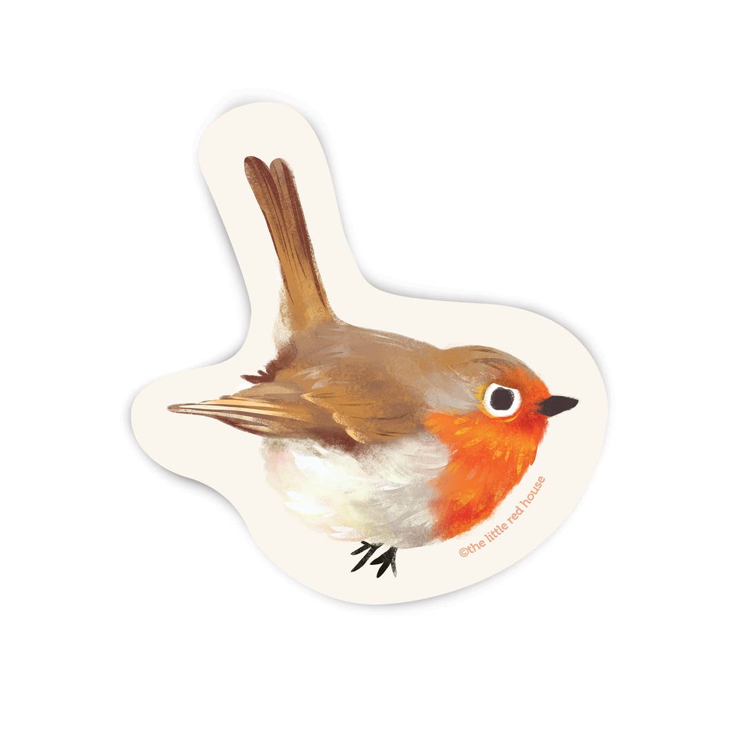 European Robin Vinyl Sticker, Cute Bird Waterproof Sticker for Water ...