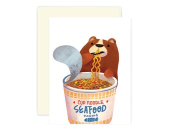Cup Noodle Bear Card