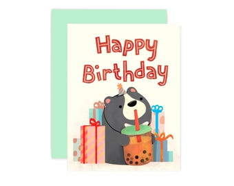 Boba Bear Birthday | Greeting Card Boba Bear Birthday | Greeting Card