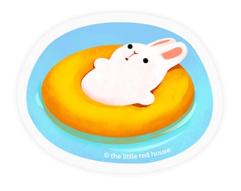 Chill Bun Spacing Out Clear Sticker, Cute Relatable Bunny Waterproof Sticker for Laptop Water Bottle Journal, Bunny Gift