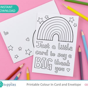 Just a Little Card to Say a Big Thank You Printable Colour in Card and Envelope, teacher appreciation Digital Instant Download C022 image 4