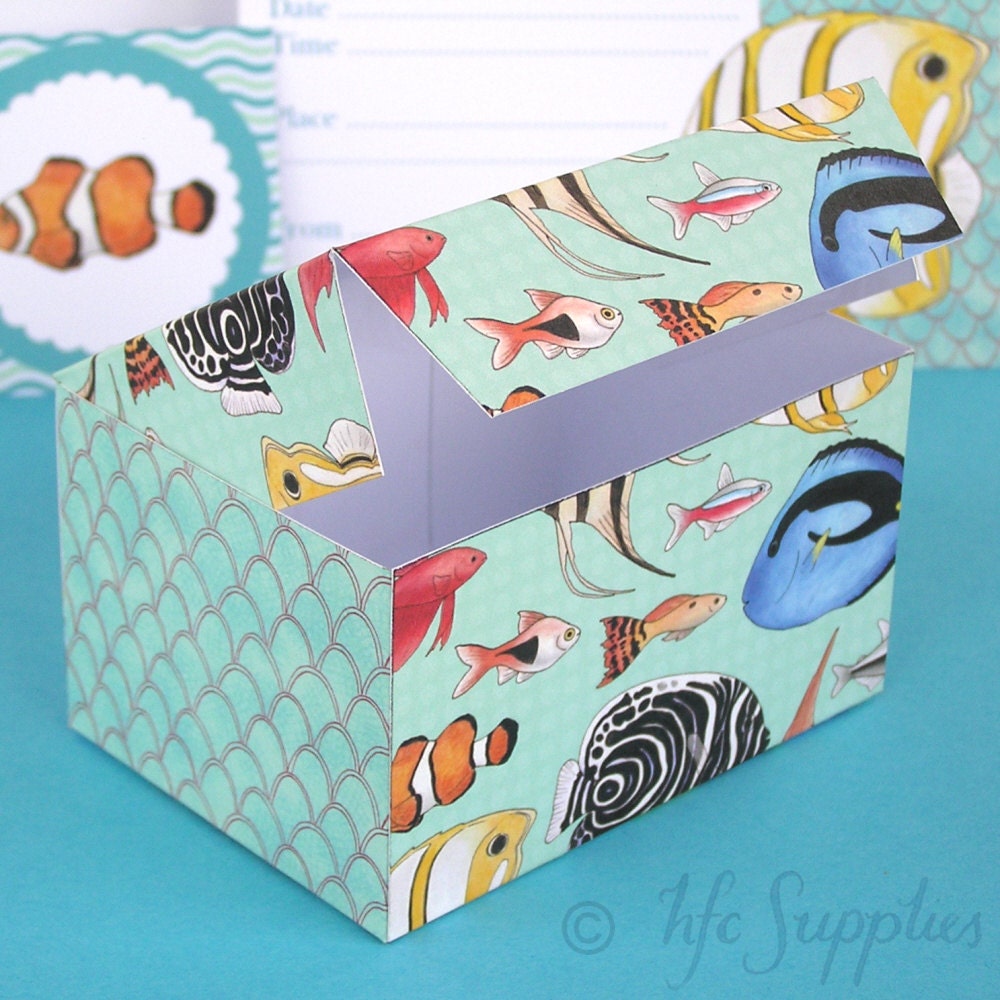 Fish Printable Gift or favour Box aquarium tropical fish Etsy