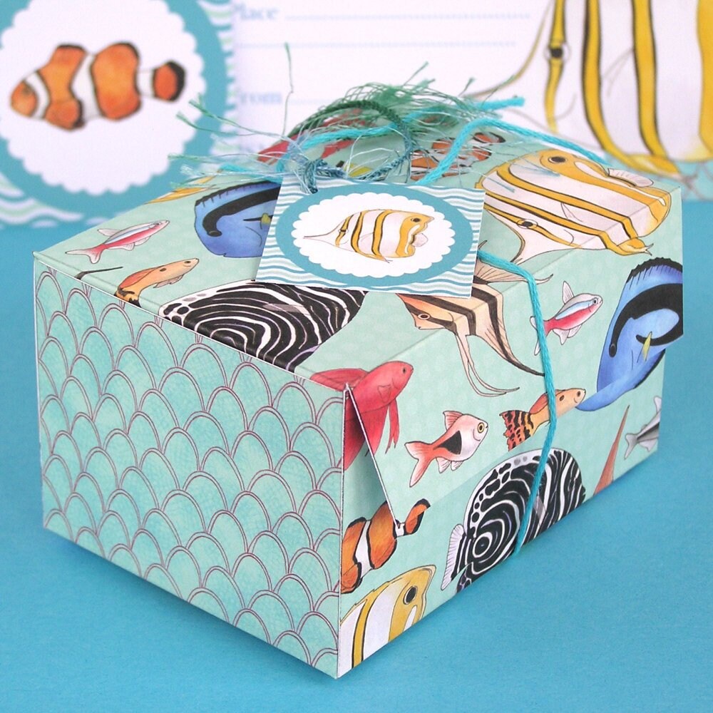 Fish Printable Gift or favour Box aquarium tropical fish Etsy