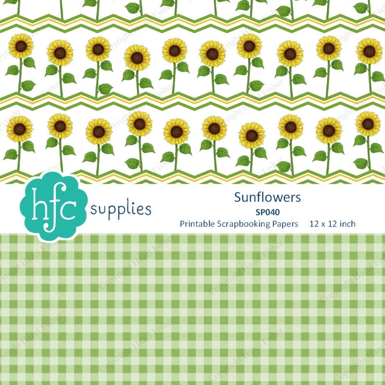 Sunflowers Digital Papers printable scrapbook paper 12x12 | Etsy