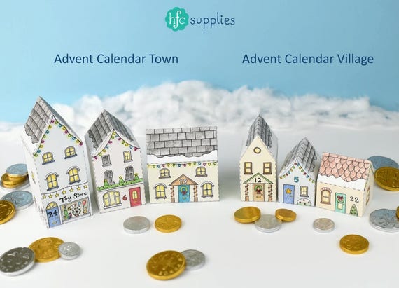 Advent Calendar Town Printable House Boxes Colour In Diy - Diy Advent Calendar Box Advent Calendar Town Printable House Boxes Colour In Diy - Diy Advent Calendar Box