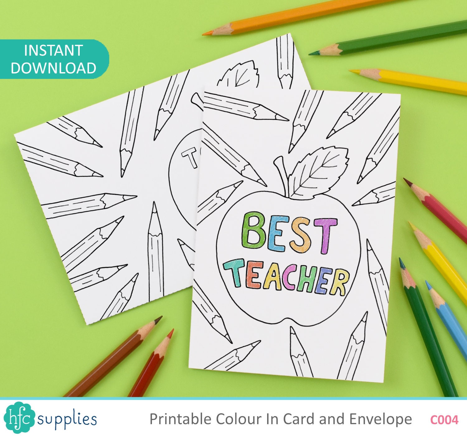 Best Teacher Printable Colour in Card and Envelope Thank You - Etsy