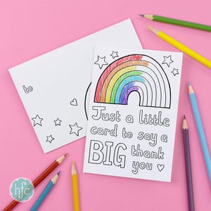 Just a Little Card to Say a Big Thank You | Printable Colour in Card + Envelope, teacher appreciation from child - Instant Download C022