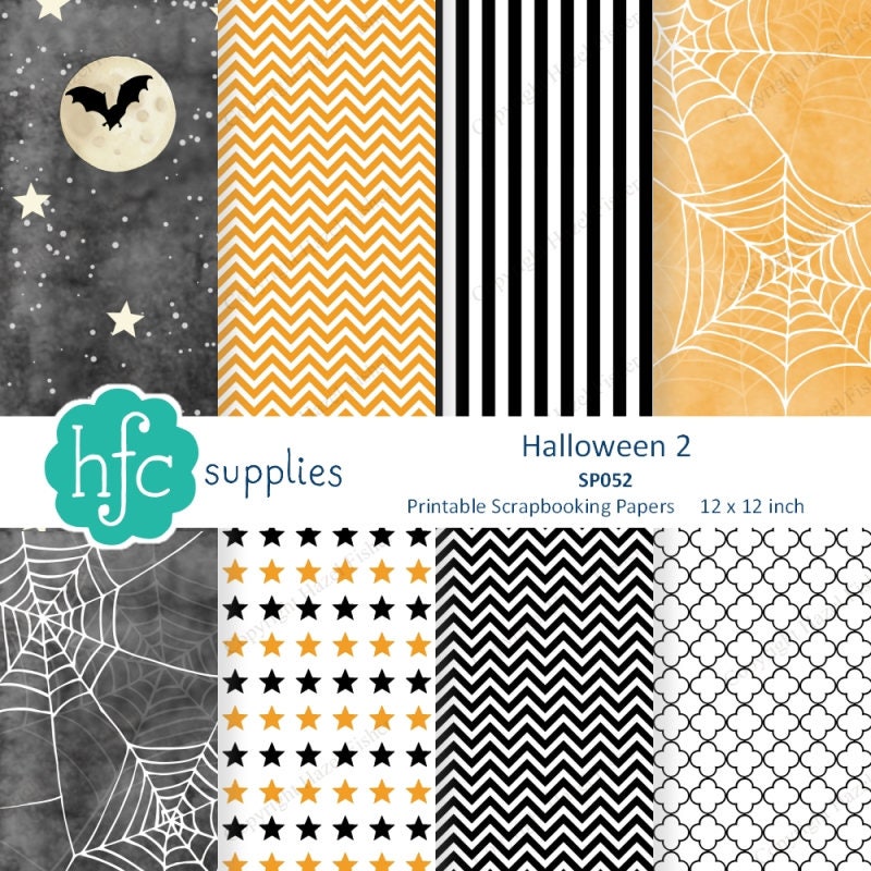 Halloween Scrapbook Paper Set printable patterned papers Etsy