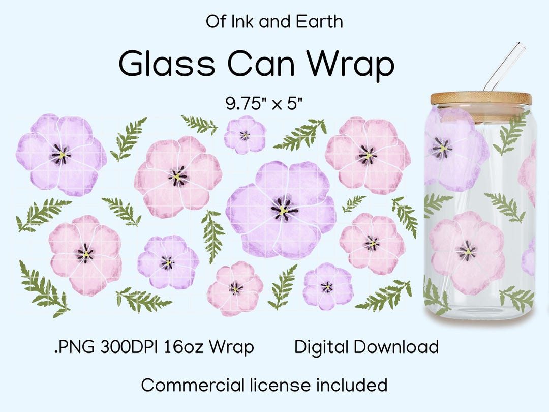 Tulip Floral Digital File 16oz Glass Can Wrap 300 DPI PNG UVDTF ...