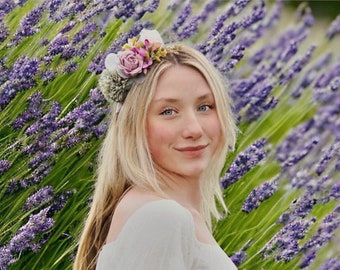 English garden purple lavender headband, purple headband, Easter headband ,photo prop-flower girl-bridal, one size fits most ready to ship