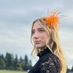 Orange feather clip, costume feather clip,orange hair clip, ostrich feather clip,feather clip,ostrich clip,photo prop