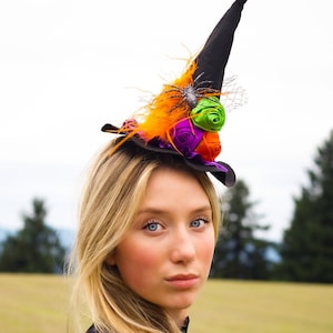 witch hat, witch hats, flower witch hat, , adult witch hat,  orange purple green and black witch hat, ,baby witch hat,spider witch hat
