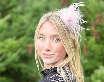 Vintage pink feather clip, pink hair clip, ostrich feather clip,feather clip,ostrich clip,photo prop