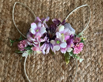 Bunny ears headband, Easter headband. Lavender and white flower  headband, Ready to ship, Easter photo prop., flower headband,