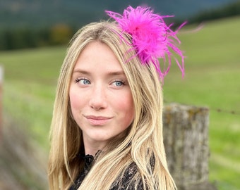 Hot pink feather clip, pink hair clip, hot pink ostrich feather clip,feather clip,ostrich clip,photo prop