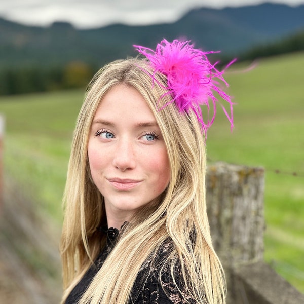 Hot pink feather clip, pink hair clip, hot pink ostrich feather clip,feather clip,ostrich clip,photo prop