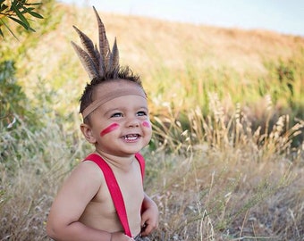 Indian headband,pocahontas, peterpan headband,Indian headress, feather headband, indian costume,brown headband,any size,photo prop