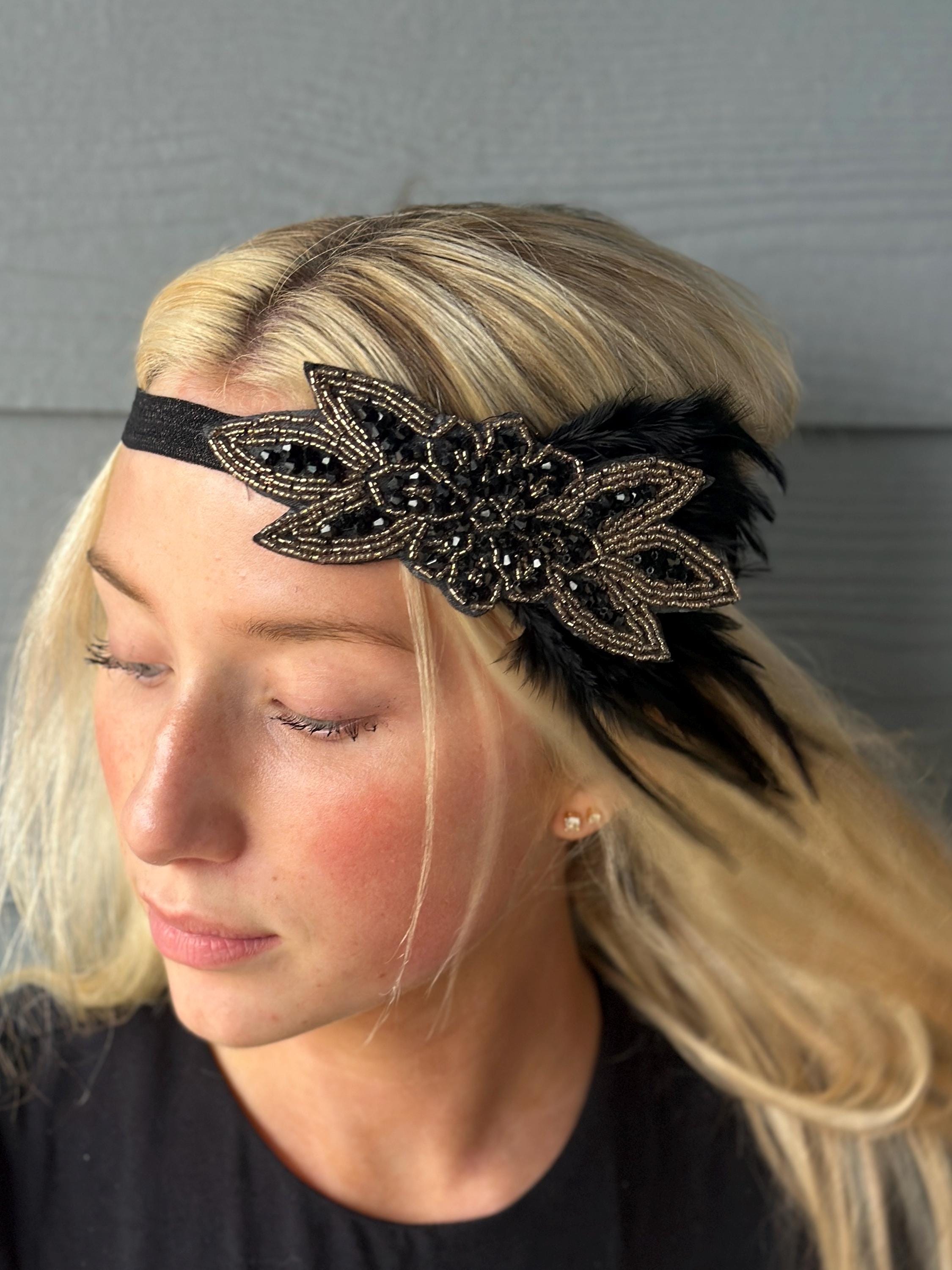 Black and Gold 1920s Headband - Etsy display picture 3