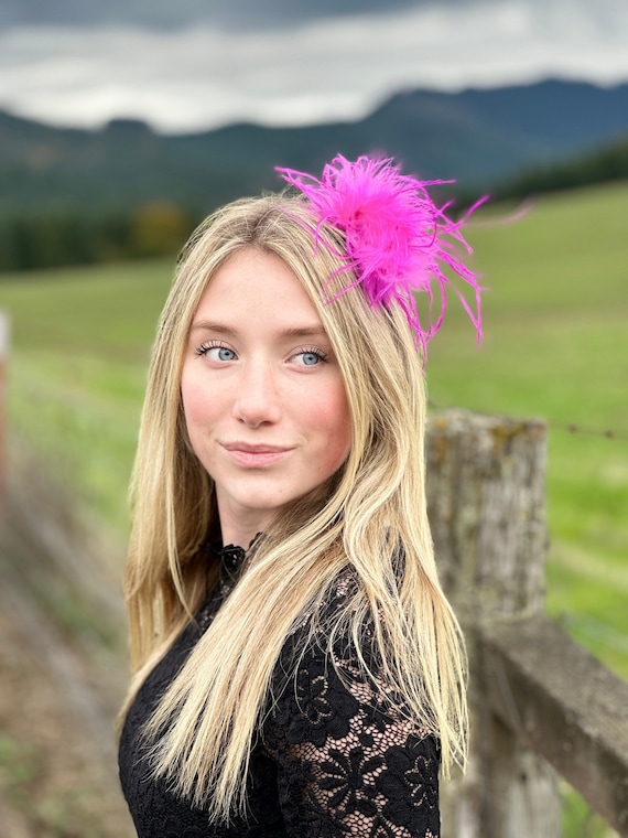 Hot Pink Feather Clip, Pink Hair Clip, Hot Pink Ostrich