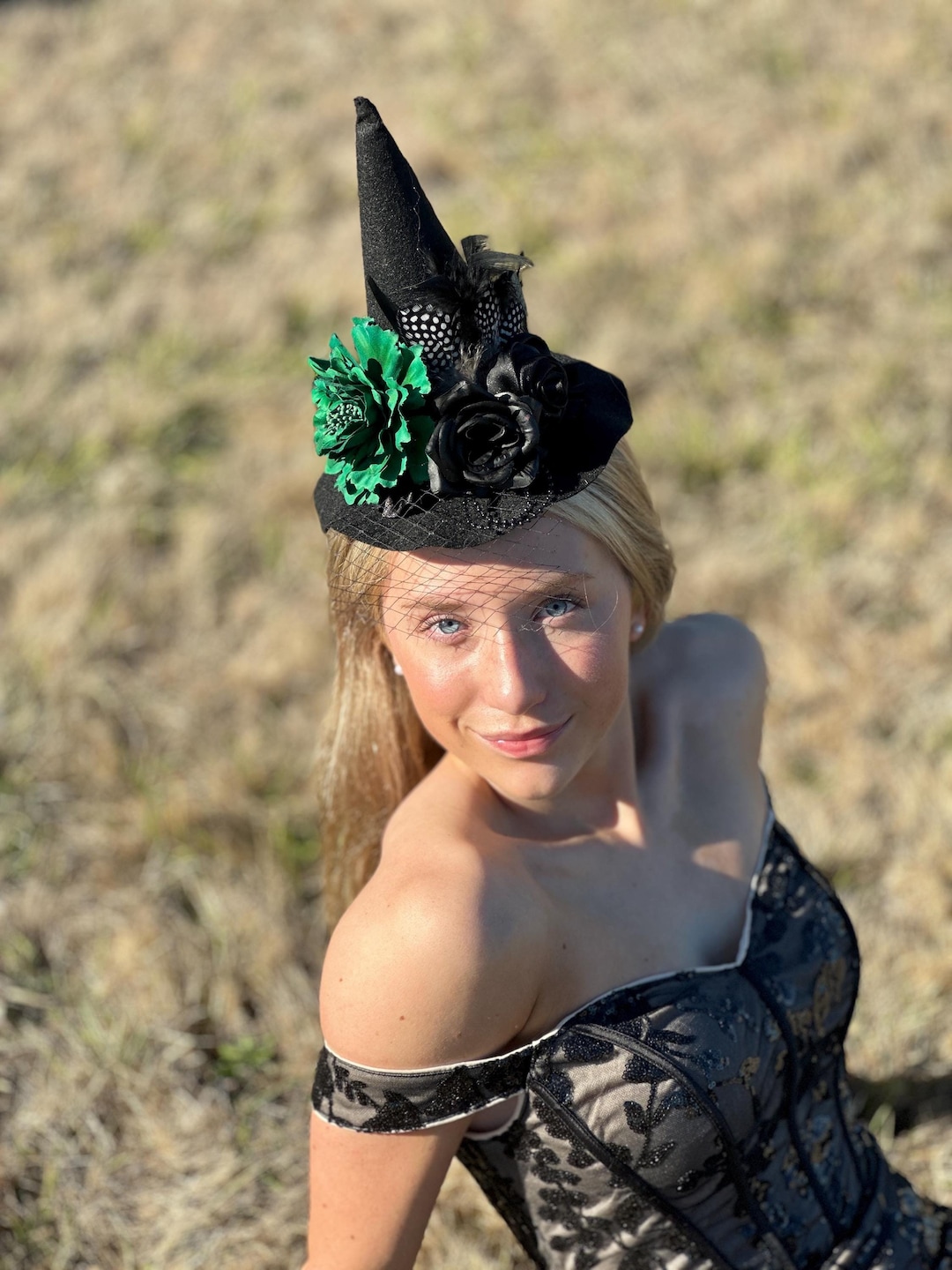 Emerald Green Velour Witch Hat