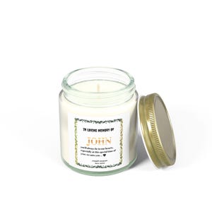 Memorial Remembrance Candle | In Loving Memory Scented Candle |  Memorial Gift, Personalized  | Sympathy Gift for Loss | Tribute Candle