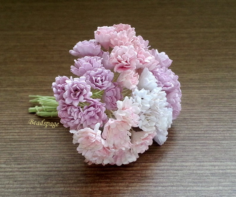Dollhouse Miniature Flowers Bouquet Sweet Lilac Pink Purple Shabby Chic, 1/12 ~ 1/6 Scale BJD Dolls Diorama Roombox Decoration, DIY Craft 