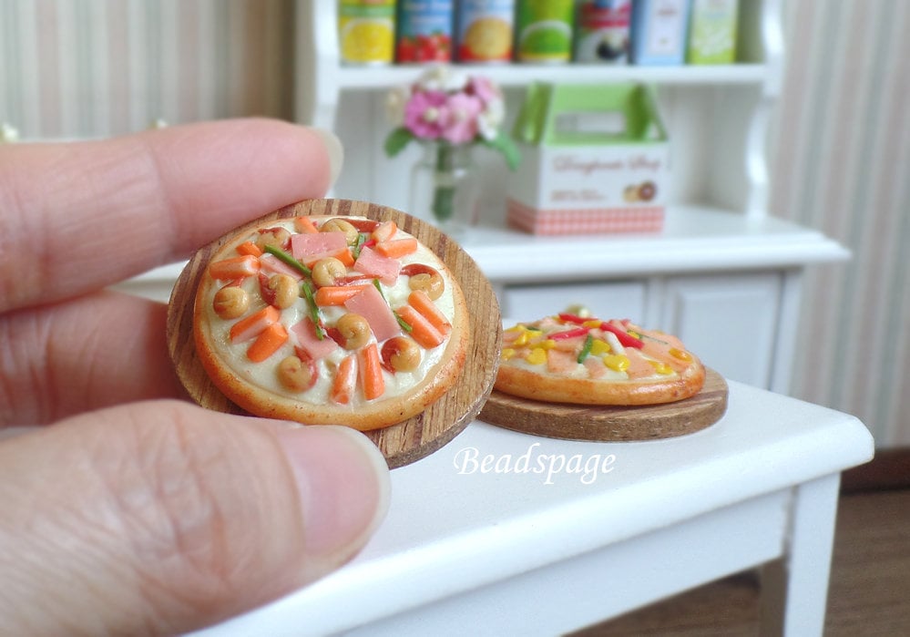 1 Sets  Pizzas 1:12 Dollhouse Miniatures Mini Simulations Foods For Doll HK