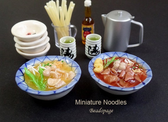 Set of 4 Bowl of Ramen Noodles Dollhouse Miniatures Japan Food Supply Deco 3