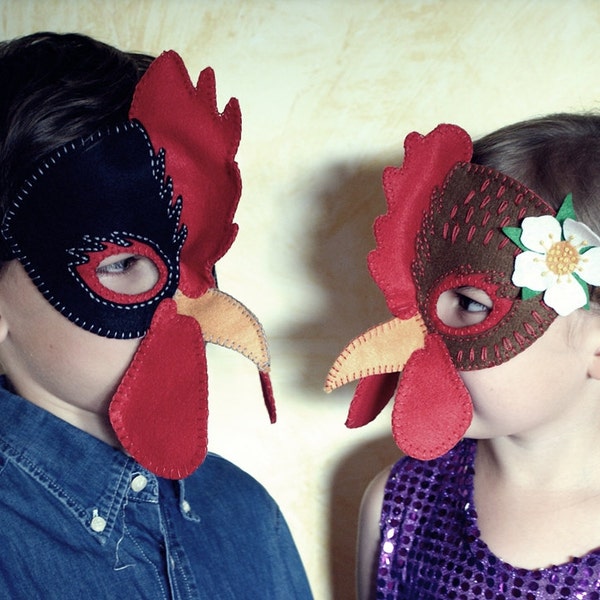 Hen and Rooster Mask PDF Pattern