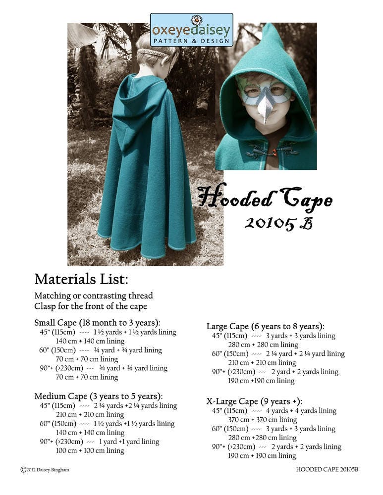 Hooded Cape PDF Pattern - Etsy hooded-cape-pdf-pattern-etsy