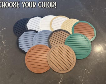 Modern Octagon Coasters | Set of 4 Geometric Desk Accessory | 3D Printed