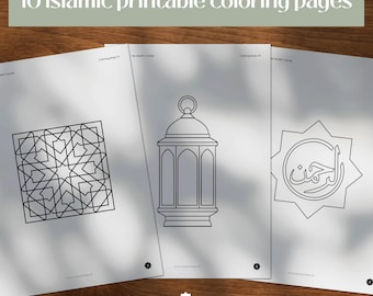 Islamic Coloring Book for Kids – 10 Pages Printable – Muslim Activities – Eid, Ramadan, Arabic, Quran