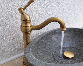 Vintage bathroom mixer tap antique brass faucet