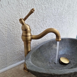 Vintage bathroom mixer tap antique brass faucet