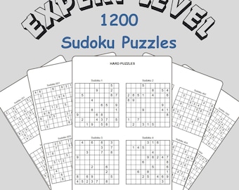 May include: A set of printable Sudoku puzzles labeled "Expert Level" and "Hard Puzzles". The puzzles are numbered 1 through 4 and 601 through 603. The puzzles are printed on white paper with black ink.